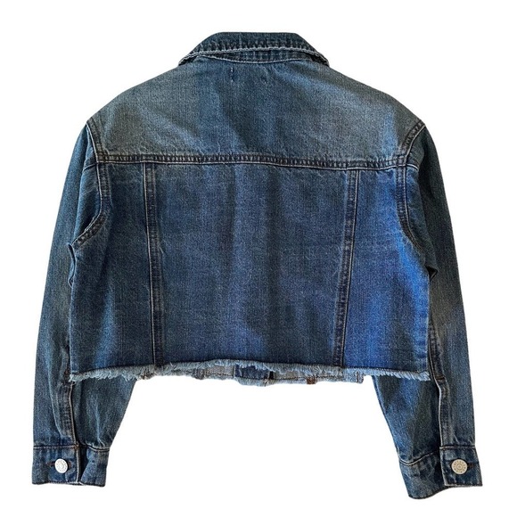 NWT Epic Threads Raw Hem Cropped Denim Jacket Girls Small - Picture 3 of 8